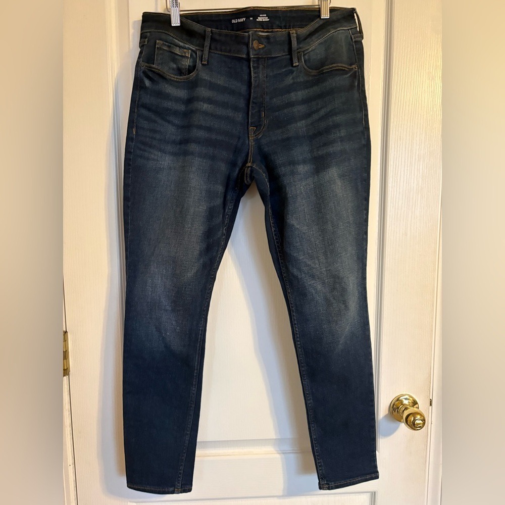 Abercrombie &‎ Fitch Dark Blue Denim Jeans Size 2 Contrast Stitching Zip Ankles